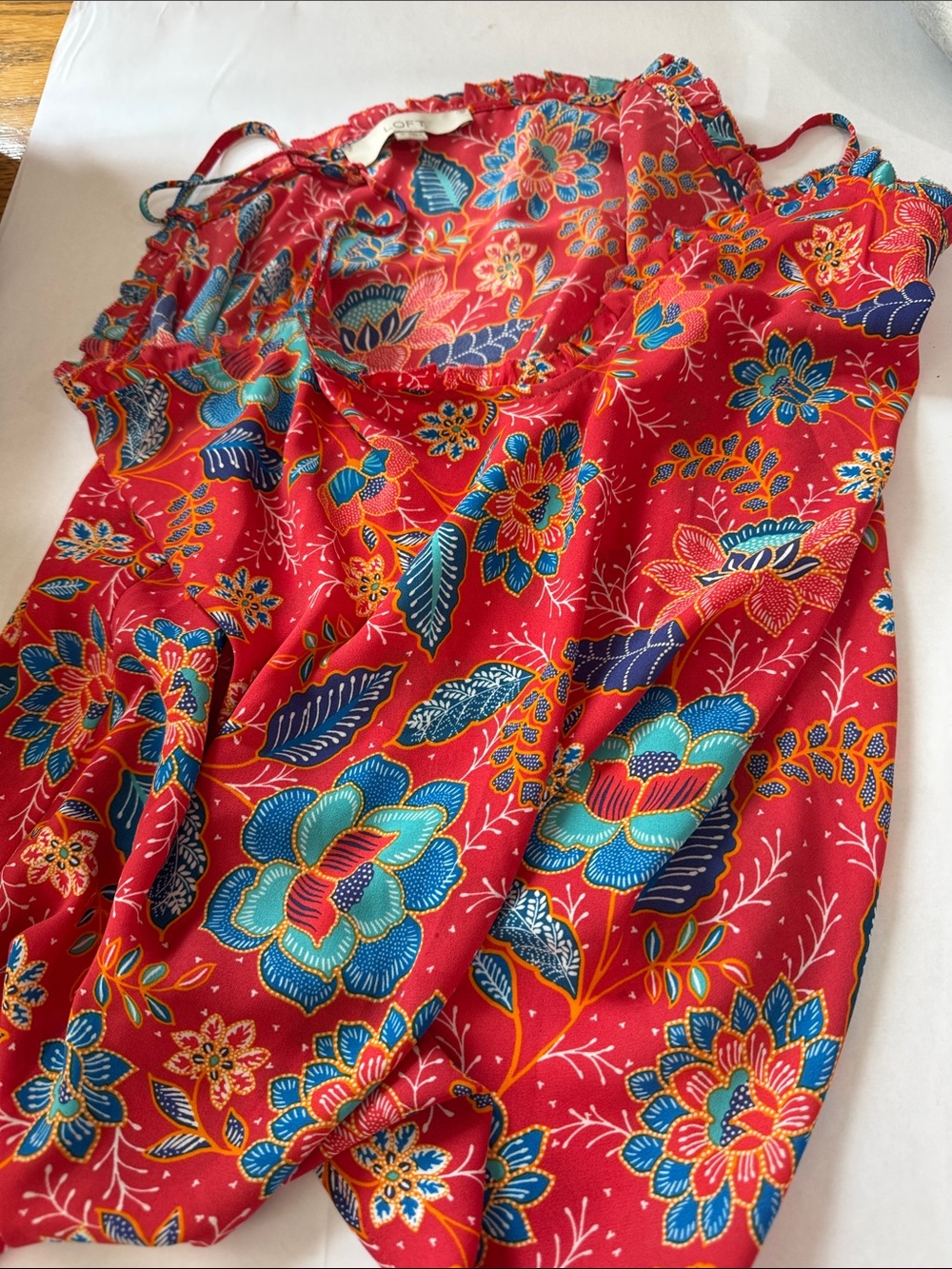 LOFT Red Floral Sleeveless Blouse